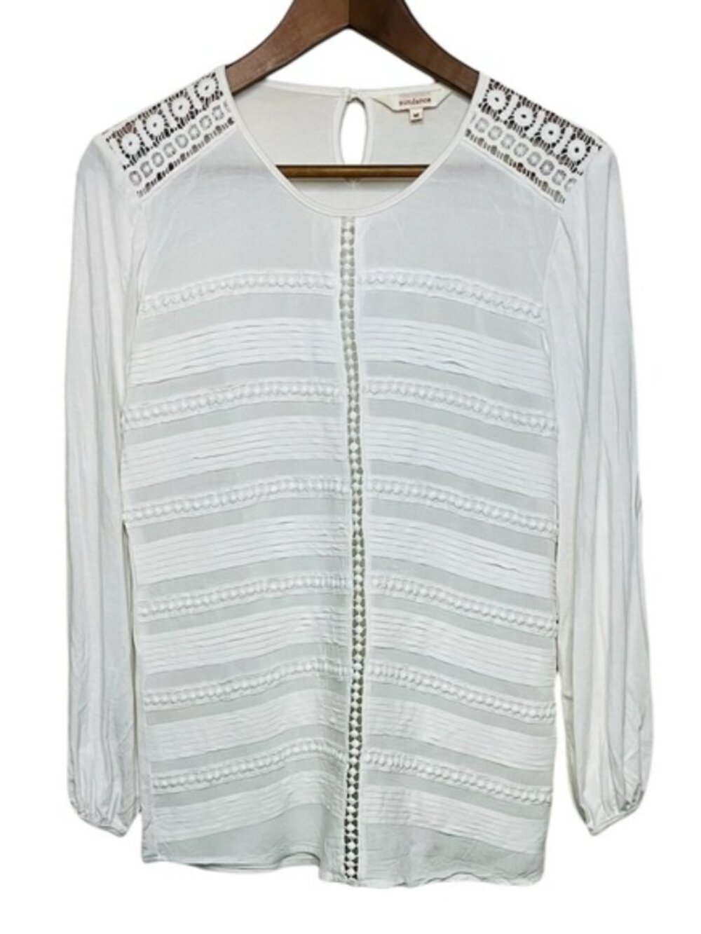 Sundance Eyelet Crochet Ribbon Trim Top